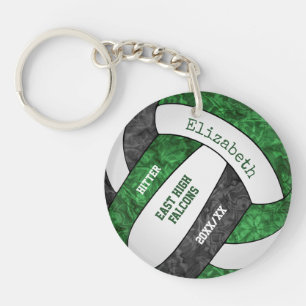 Green black girly sports custom volleyball key ring