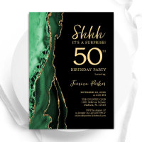 Green Black Gold Agate Surprise 50th Birthday