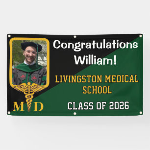 Green/Black/Gold Medical School Graduation Banner