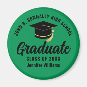 Green Black Graduate Custom Graduation Party Magnet