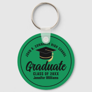 Green Black Graduate Personalised 2025 Graduation Key Ring