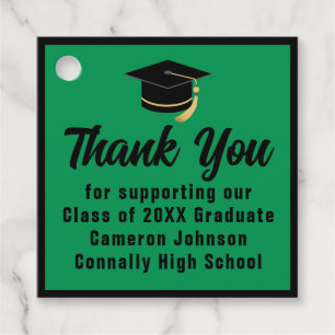 Green Black Graduate Personalised Graduation Party Favour Tags