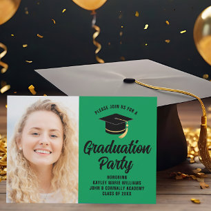 Green Black Graduate Photo 2025 Graduation Party Invitation