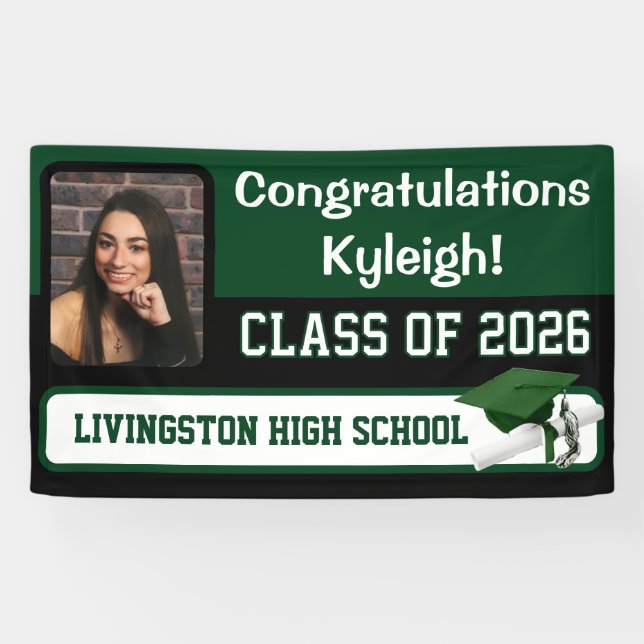 Green & Black Graduation Banner (Horizontal)
