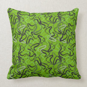 Green, Black & Grey Fifties Boomerangs Cushion
