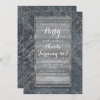 Green Black Grey Modern Marble Designer Invitation