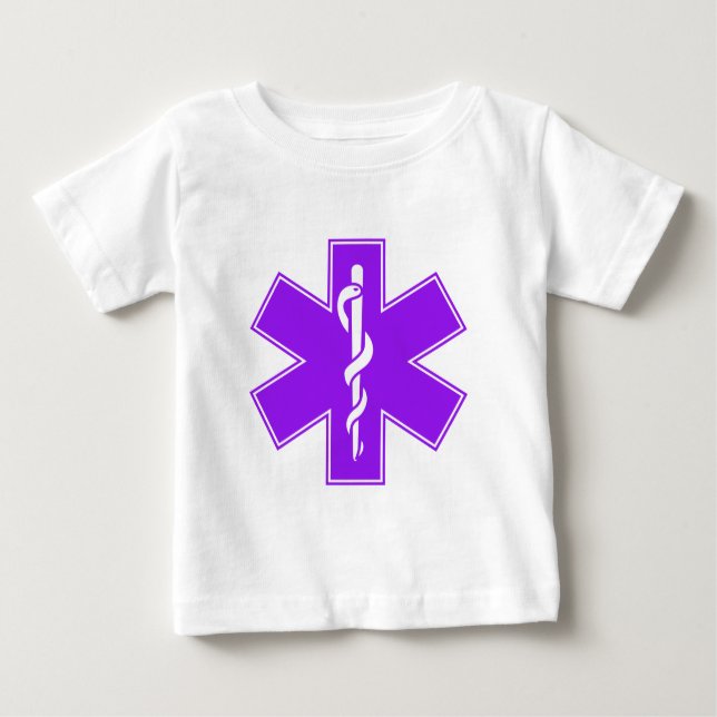 Green Black Grey Purple  Nurse EMS Star of Life Baby T-Shirt (Front)