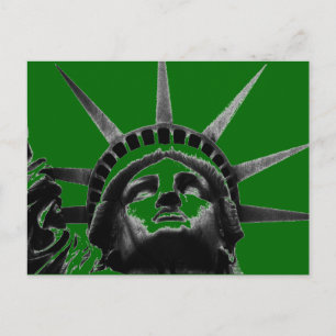 Green Black Grey Statue Liberty Pop Art Postcard