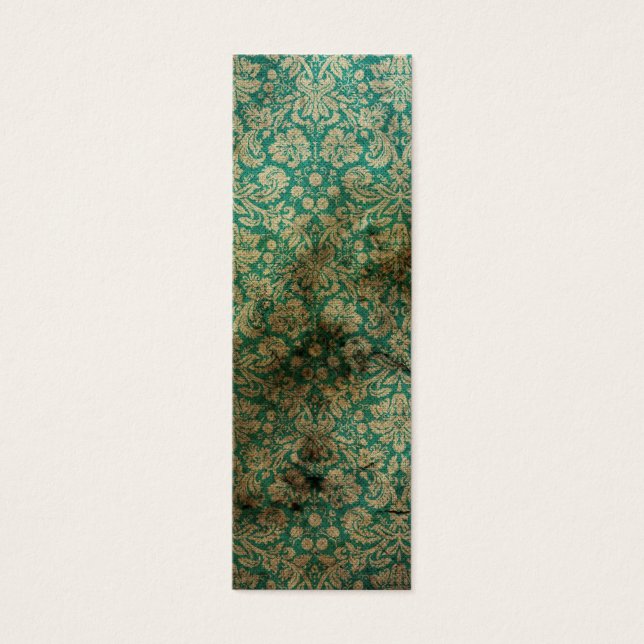 Green black grunge damask wallpaper bookmark (Front)