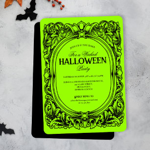 Green Black Halloween Party Invitation