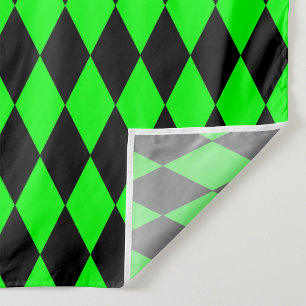 Green Black Harlequin Diamonds Checkers Design Fabric