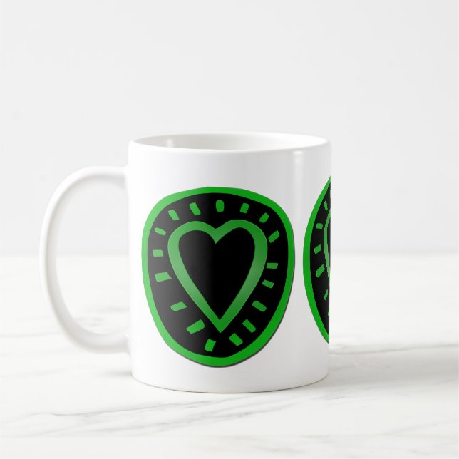 Green Black Heart Graffiti 2 Valentine's Day Mug (Left)