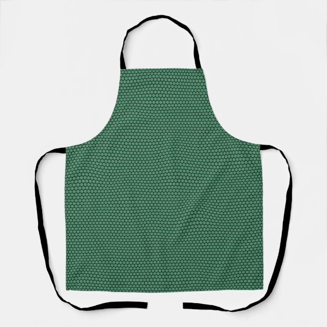 Green Black Hexagon Pattern Apron (Front)