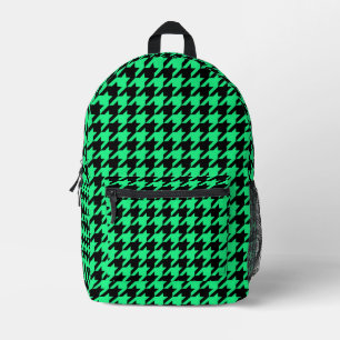 Green Black Houndstooth Check Printed Backpack