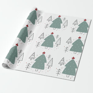 Green black illustrated christmas wrapping paper