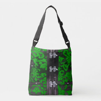 Green Black Lace Steampunk Cross Body Tote Bag