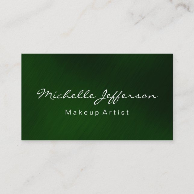 Green Black Makeup Artist Script Business Card (Front)
