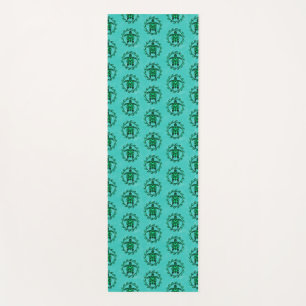 Green Black Maori Sun Symbol Tribal Turtles Yoga Mat