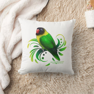 Green Black Masked Lovebird Cushion