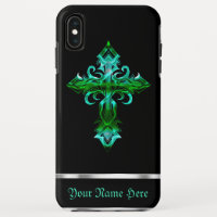Green Black Mediaeval Cross iPhone XS Max Case