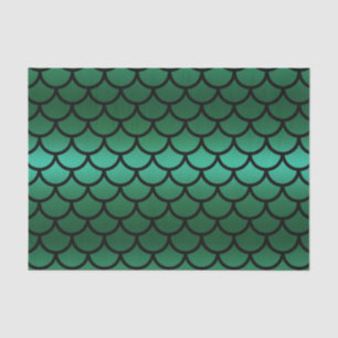 Green & Black Mermaid Scales Fantasy Fish Tissue Paper