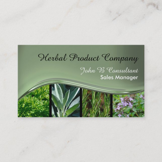 Green black metal effect wave business card (Front)
