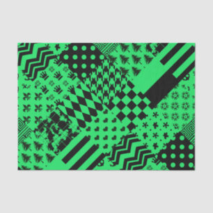 Green Black Mixed Patterns Patchwork Design Tissue Paper