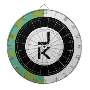 Green Black Monogram Personalised Dart Board