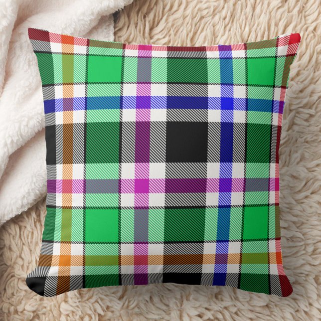 Green Black Multicolour Flannel Plaid Tartan Cushion (Creator Uploaded)