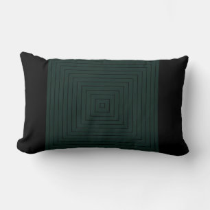 Green Black Nested Squares Lumbar Pillow