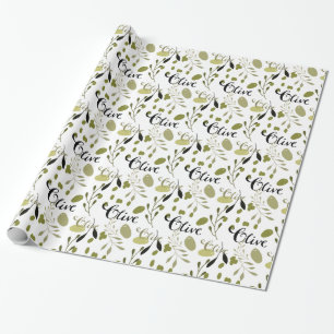Green Black Olives Bridal Shower Wrapping Paper