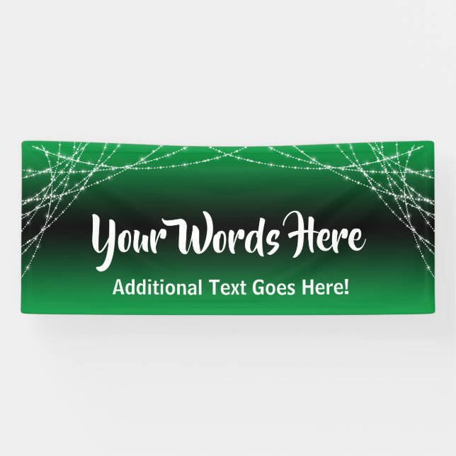 Green Black Ombre Light Strings Add Your Own Text Banner (Horizontal)