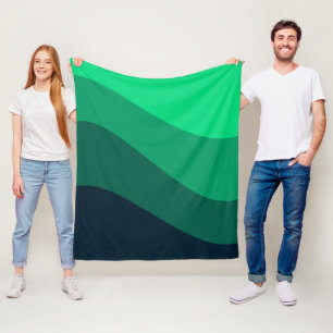 Green Black Ombre Wave pattern Fleece Blanket