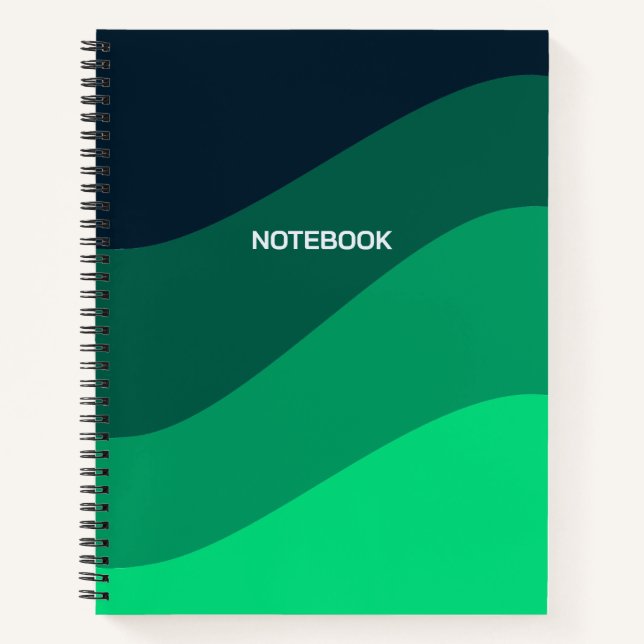 Green Black Ombre Wave pattern Notebook (Front)