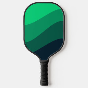Green Black Ombre Wave pattern Pickleball Paddle