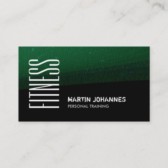 Green Black Pattern Personal Trainer Business Card (Front)