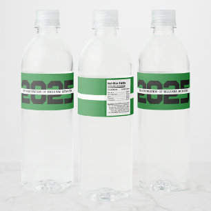 Green & Black Personalised Graduation Water Bottle Label