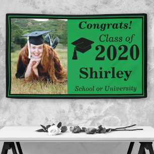Green Black Photo Class of 2020 Graduation Banner