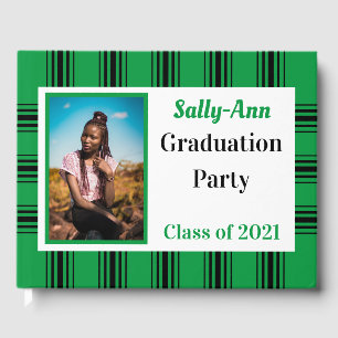 Green Black Photo Graduation Party Guest Book