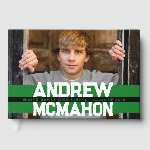 Green & Black Photo Graduation Personalised Guest Book
