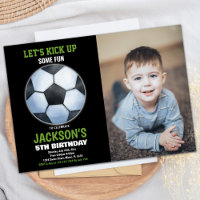 Green Black Photo Soccer Floor Soccer Birthday