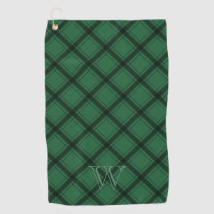 Green Black Plaid Monogram Golf Towel