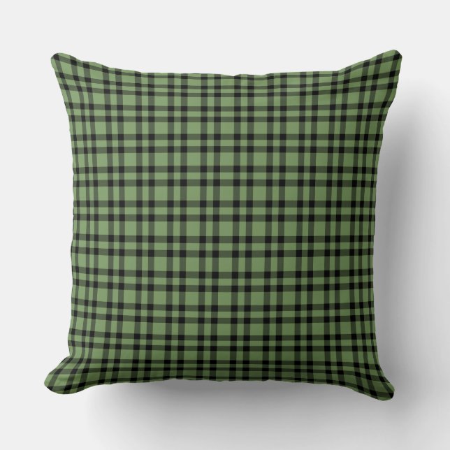 Green Black Plaid Pattern Cushion (Front)