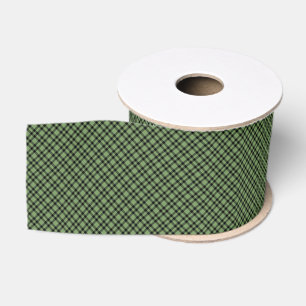 Green Black Plaid Pattern Grosgrain Ribbon