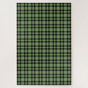 Green Black Plaid Pattern Jigsaw Puzzle
