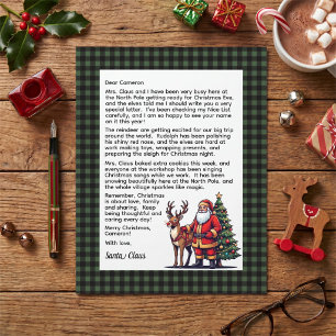 Green & Black Plaid Personalised Letter From Santa