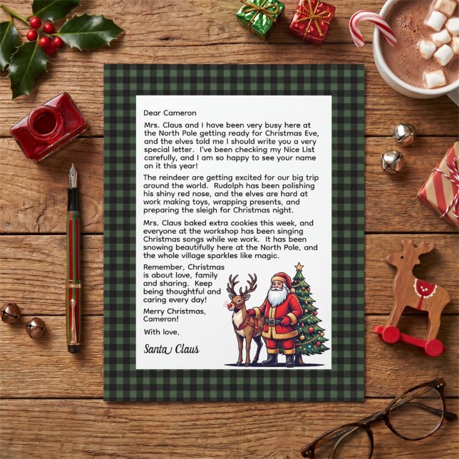 Green & Black Plaid Personalised Letter From Santa (Creator Uploaded)