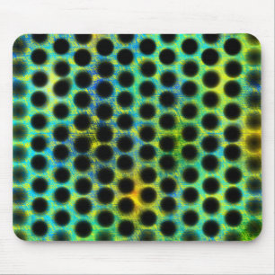 Green, black polka dots generating shapes, shadow mouse pad