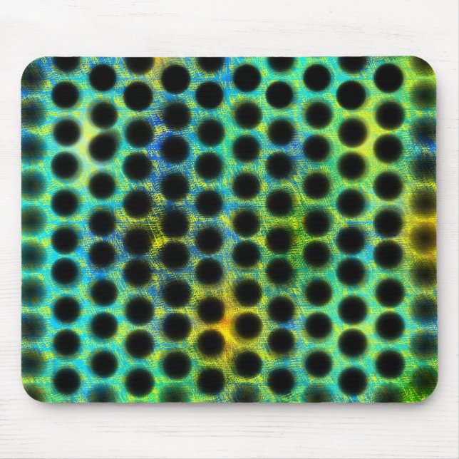 Green, black polka dots generating shapes, shadow mouse pad (Front)