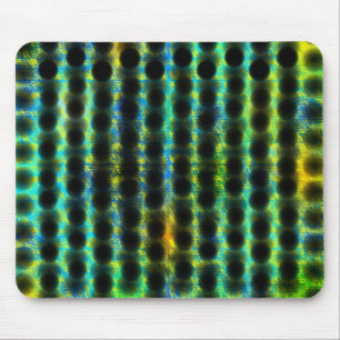 Green, black polka dots generating shapes, shadow mouse pad
